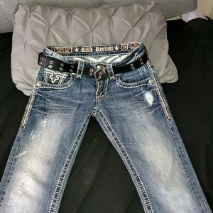 Pair of rock revival blue jeans